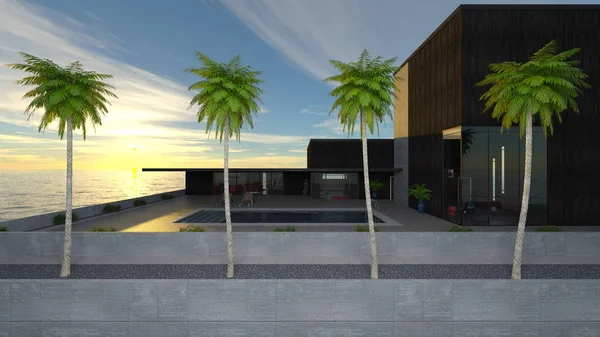 3D cg işleme ikamet havuzlu