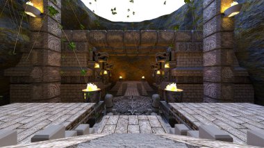 Hazine avı ve macera için antik kalıntılar peyzaj.