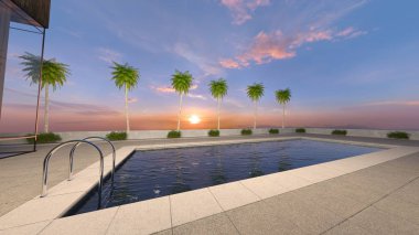 3D cg işleme ofresidence havuzlu