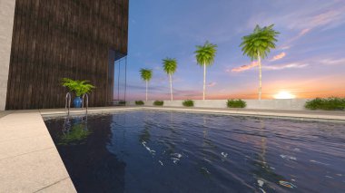 3D cg işleme ofresidence havuzlu