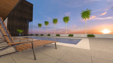 3D cg işleme ofresidence havuzlu