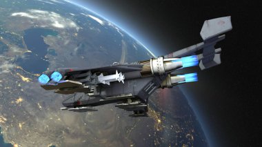 3D CG rendering of space ship clipart