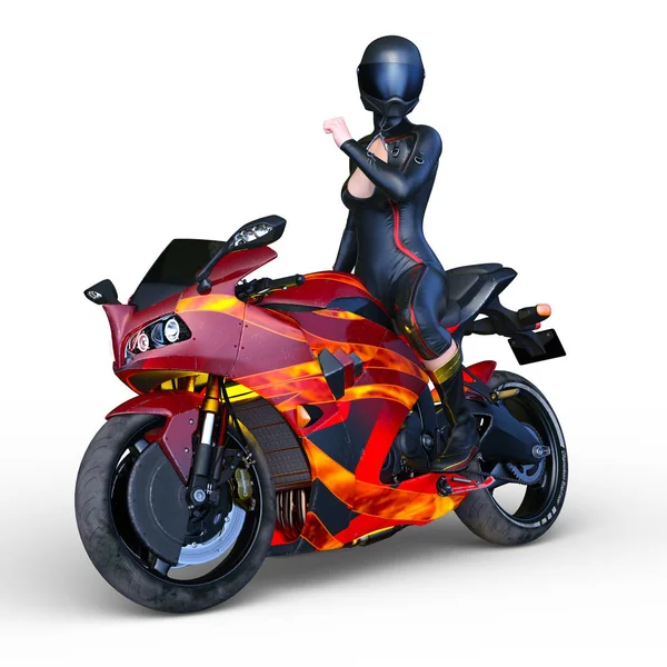 Rendering Von Motorradfahrern — Stockfoto