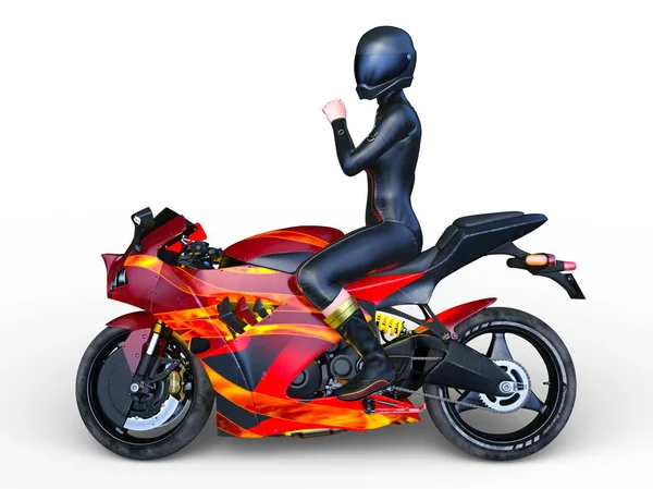 Rendering Motorcykel Rider — Stockfoto