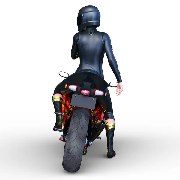 Rendering Del Motociclista — Foto Stock