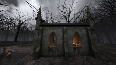 Kilise ve mezar 3D cg render