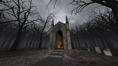 Kilise ve mezar 3D cg render