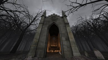 Kilise ve mezar 3D cg render