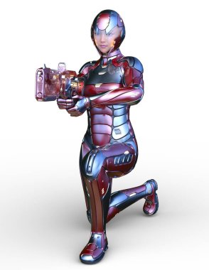 Cyborg erkek 3D cg render