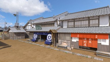 Eski Japon townscape 3D cg render