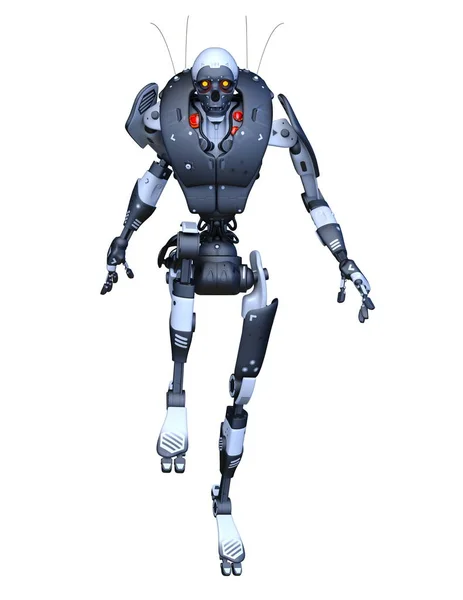 Humanoider Roboter Der Die Technologie Voll Ausnutzt — Stockfoto