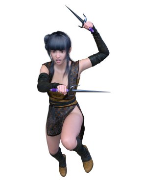 kadın ninja mücadele 3d cg işleme