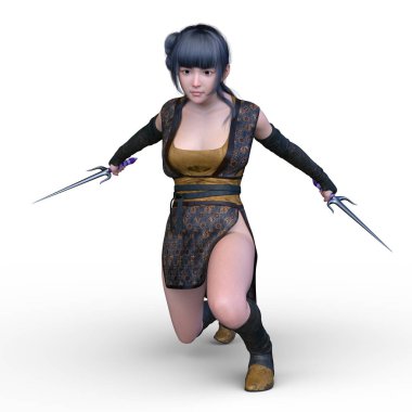 kadın ninja mücadele 3d cg işleme