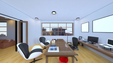 3D cg işleme Modern bina ofis