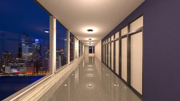 Rendering Modern Building Aisle — Stock Photo, Image