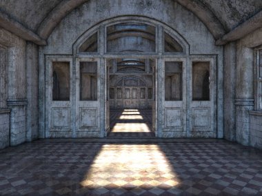 terk edilmiş plcaes koridor 3D cg render