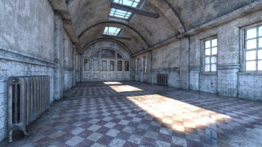 terk edilmiş plcaes koridor 3D cg render
