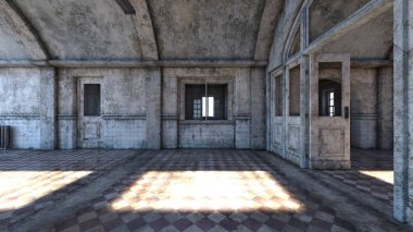 terk edilmiş plcaes koridor 3D cg render