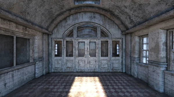Rendering Abandoned Plcaes Hallway — Stock Photo, Image