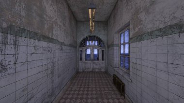 terk edilmiş koridor 3D cg render