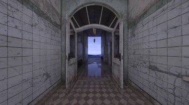 terk edilmiş koridor 3D cg render