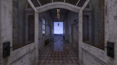 terk edilmiş koridor 3D cg render