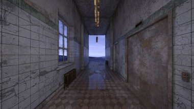 terk edilmiş koridor 3D cg render
