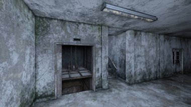 terk edilmiş koridor 3D cg render