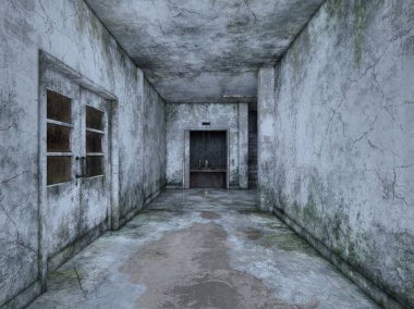 terk edilmiş koridor 3D cg render