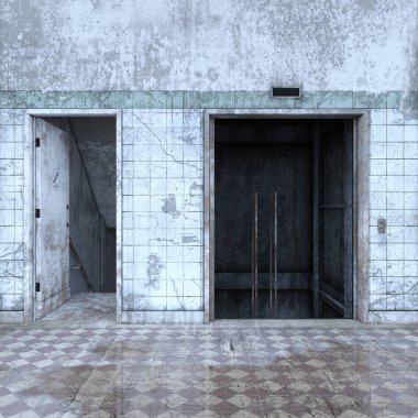 terk edilmiş koridor 3D cg render