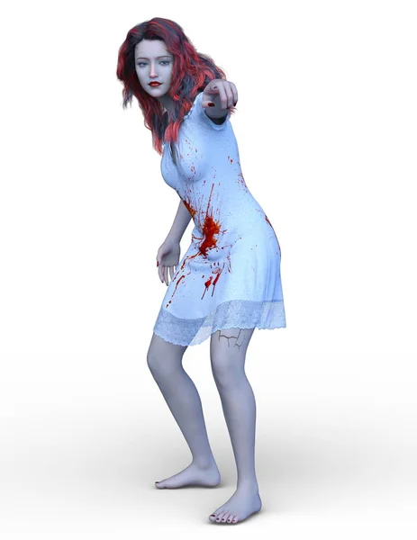 Rendering Bloody Girl — Stock Photo, Image