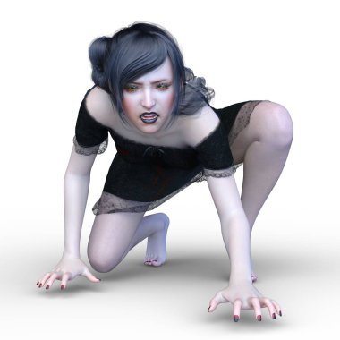 3D CG rendering of bloodless girl clipart