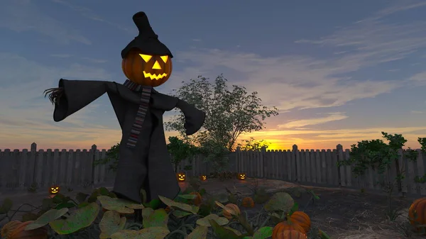 Rendering Pumpkin Scarecrow — Stock Photo, Image