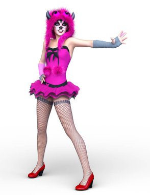 3D cg işleme bir kostüm kız