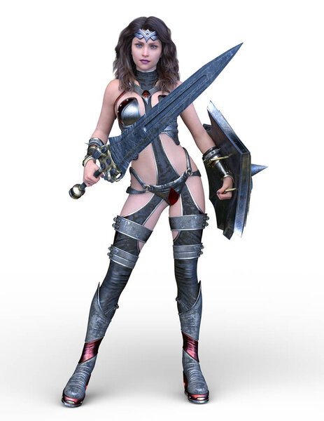 3D CG rendering of Sexy fighting woman
