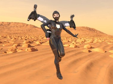 3D cg işleme kahraman kadın sinek