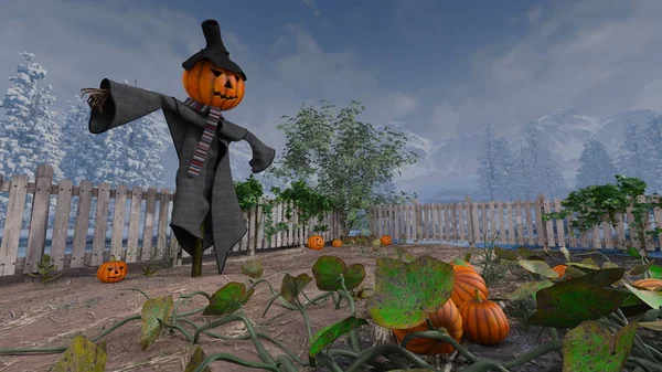 Rendering Pumpkin Scarecrow — Stock Photo, Image