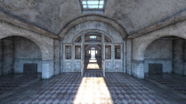 terk edilmiş koridor 3D cg render