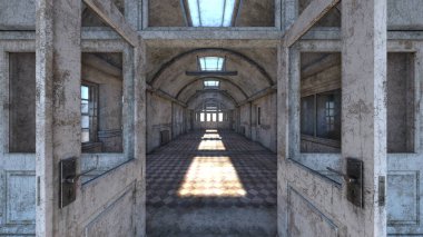 terk edilmiş koridor 3D cg render