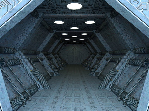 3D CG rendering of building hallway
