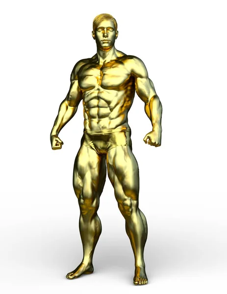 Rendering Muscle Gold Man — Stock Photo, Image