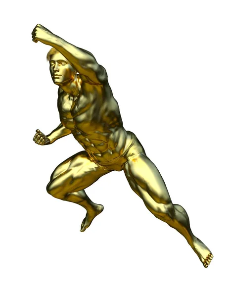 Rendering Muskel Guld Man — Stockfoto