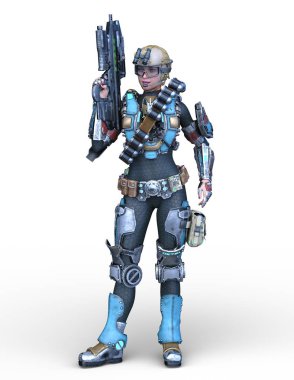 cyborg kadının 3D cg işleme