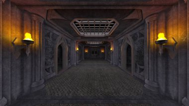 terk edilmiş koridor 3D cg render