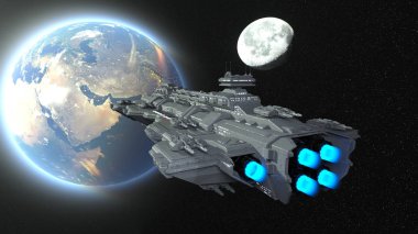 uzay gemisi 3D cg render. Bu görüntü bir şekilde döşenmiş tarafından Nasa unsurları.