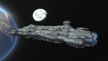 uzay gemisi 3D cg render. Bu görüntü bir şekilde döşenmiş tarafından Nasa unsurları.