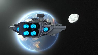 uzay gemisi 3D cg render. Bu görüntü bir şekilde döşenmiş tarafından Nasa unsurları.