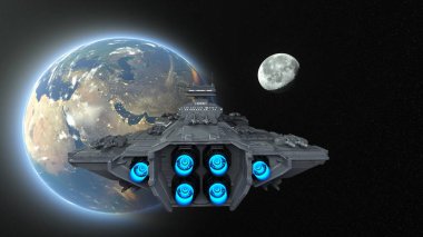 uzay gemisi 3D cg render. Bu görüntü bir şekilde döşenmiş tarafından Nasa unsurları.