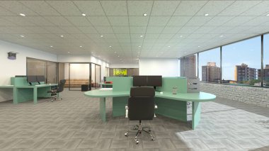 3D cg işleme Modern bina ofis