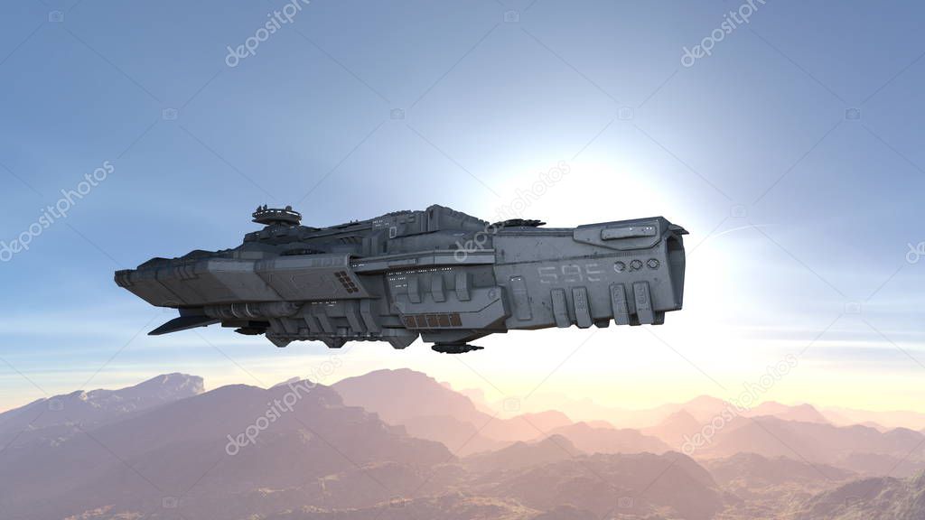 3D CG rendering of space ship 